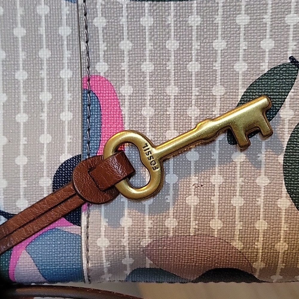 Fossil Floral Pink Blue & Gray Crossbody Bag - Picture 3 of 10